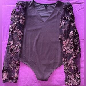 Floral Lace Sleeve Thing Bodysuit